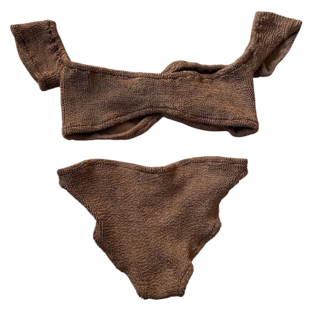 Hunza G Brigette Bikini Set in Metallic Cocoa Brown OS - Picture 7 of 7